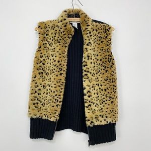 Cheetah Print Leopard Faux Fur Vest Sweater Heirloom Collectibles Medium Large